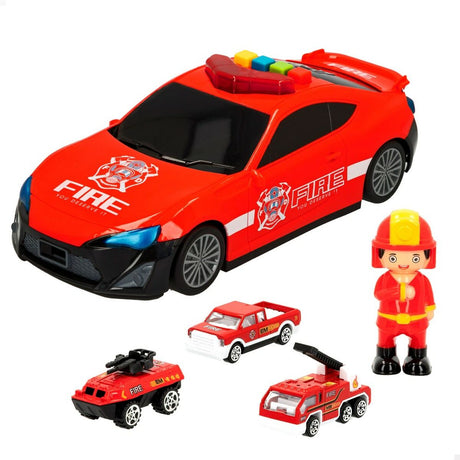 Spielset Fahrzeuge Speed & Go 30 x 9,5 x 13 cm Feuerwehrmann Licht Sound 4 Stück